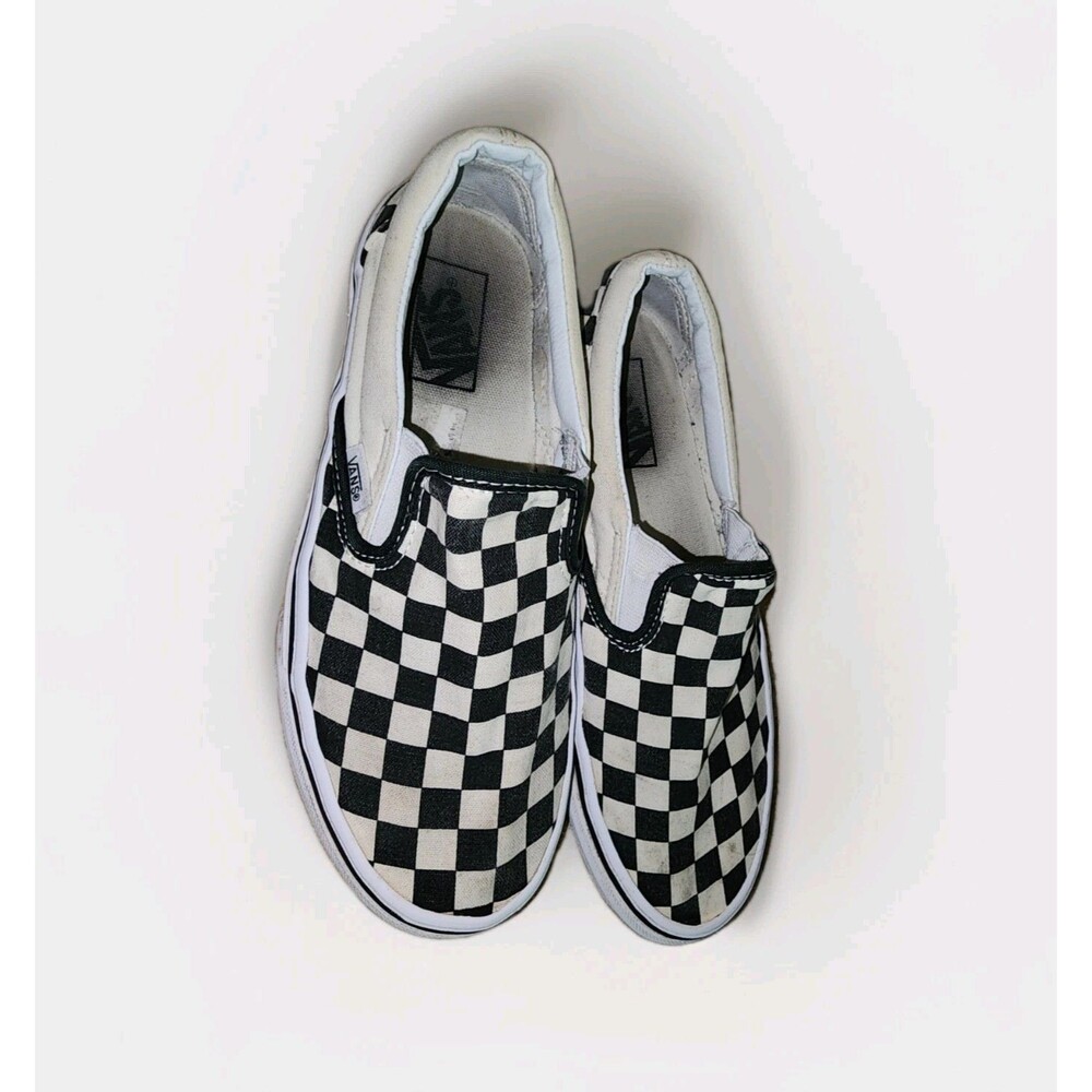 Vans Shoes Mens 6 Womens 7.5 Classic Slip On Checkerboard Sneakers Black White